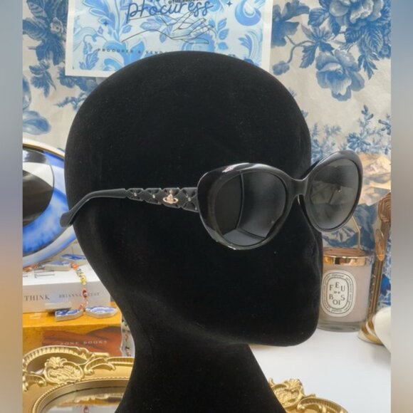 🆕 VIVIENNE WESTWOOD 🧿NWOT VW805 03  Black Glitter Acetate Cat Eye Sunglasses - Picture 4 of 15